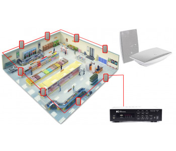 Акустична система для магазину 8 настінних динаміків TOA